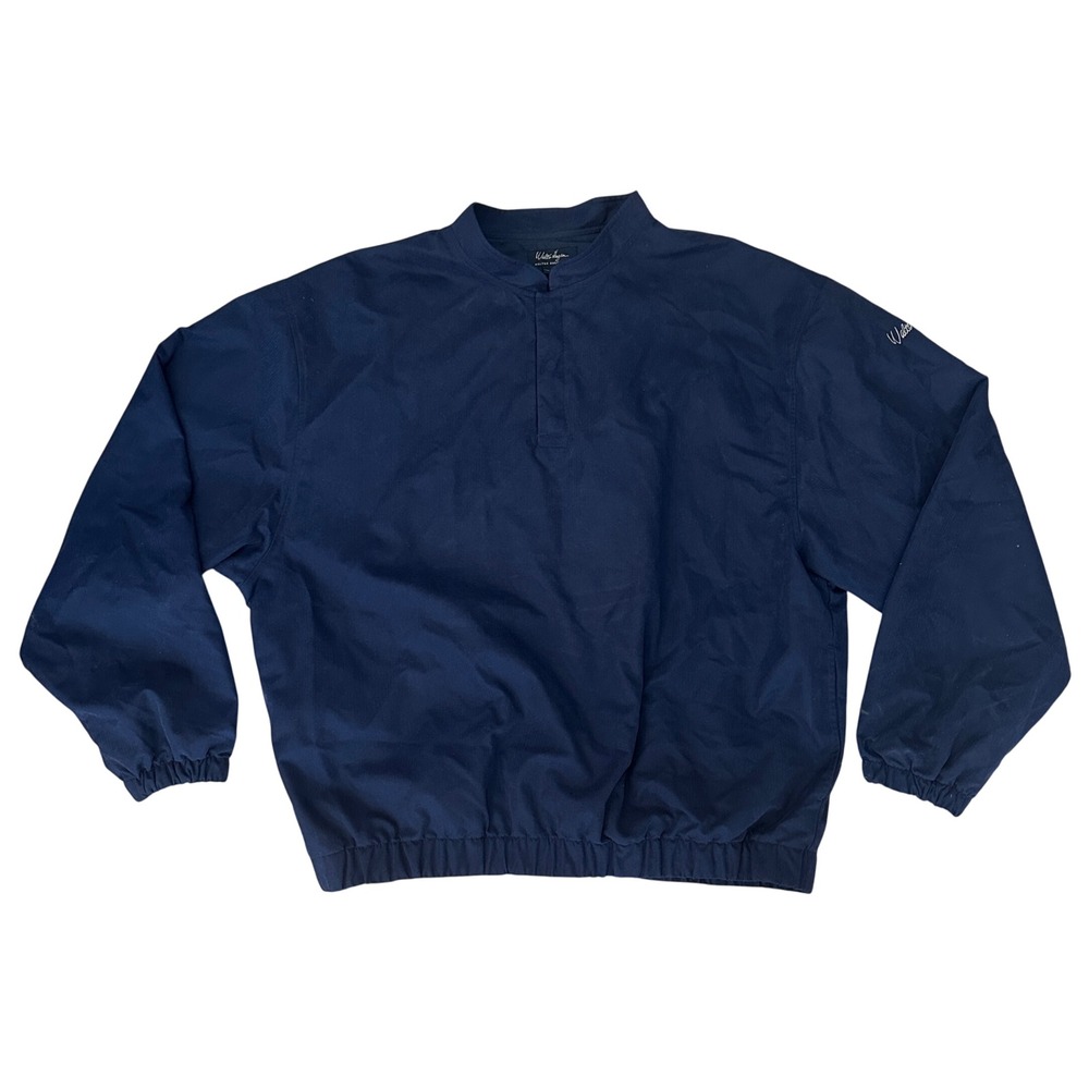 Walter Hagen Mens Large Pullover Windbreaker Golf Jacket Navy Blue Long Sleeve
